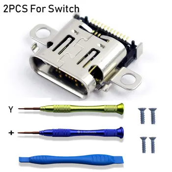 

2PCS Original Power Connector charging port For Switch Console Type-C Charger Socket For Nintendo Switch with Y screwdriver