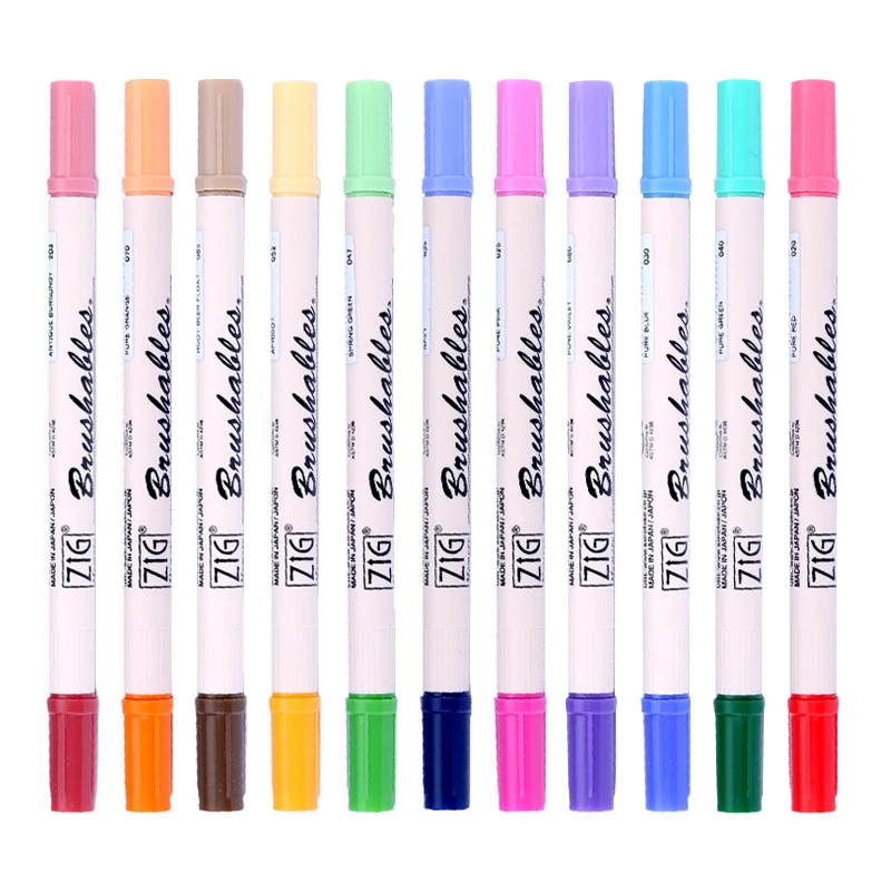 Felt Tip Pens, Set of 12 Pastel Brush Tip Calligraphy Pens for Note Taking,  Sket 313030063090