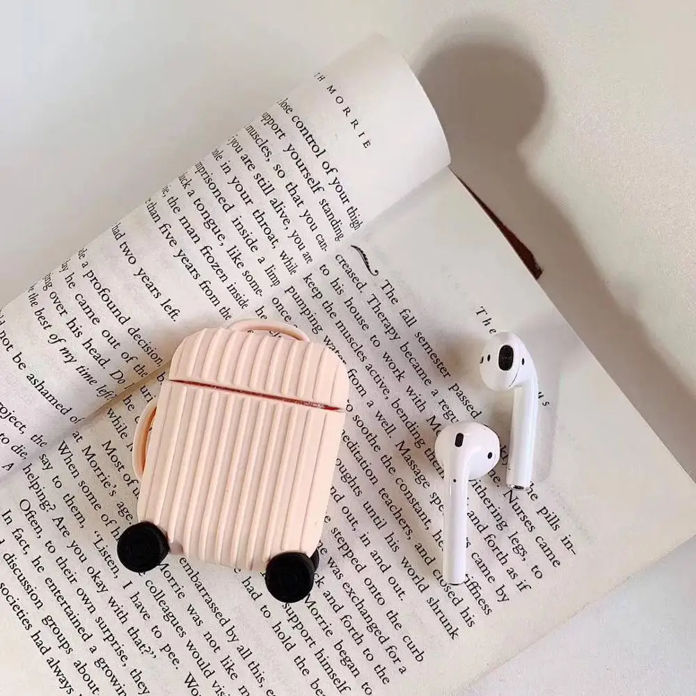 Чехол для AirPods, милый простой мини-бокс, Мультяшные аксессуары, защитный силиконовый чехол, Роскошный чехол для Air pods 2, чехол для наушников, funda - Цвет: pink