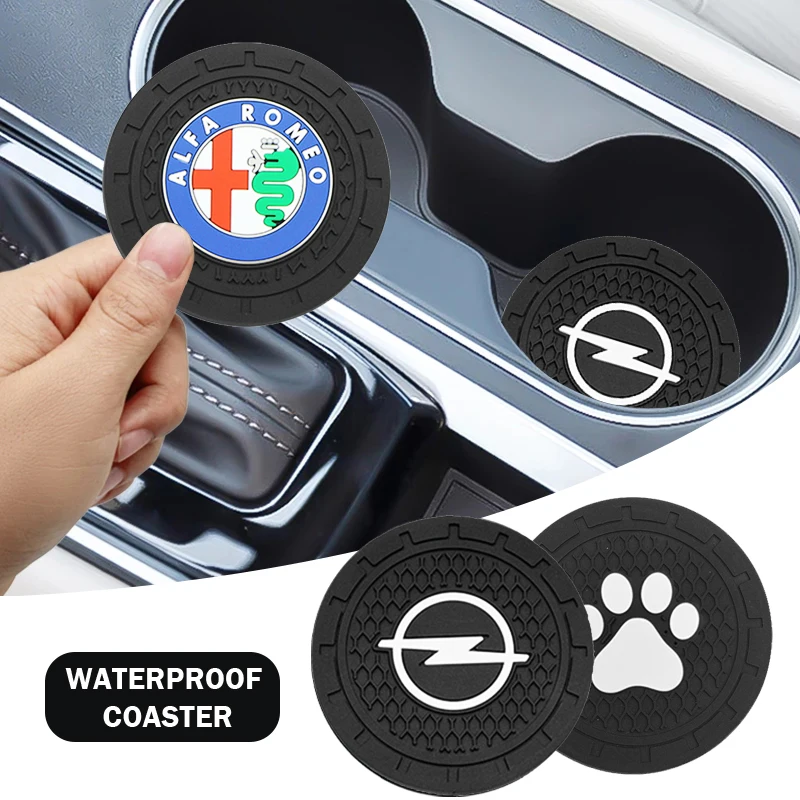 1pcs Car Non-slip pad Cup Holder Mat Badge Coaster For Mercedes Benz W124 AMG W220 W205 W201 A B C E S Class GLA CLK Auto Goods