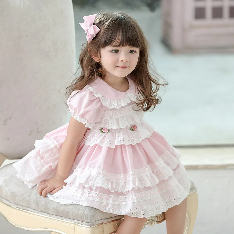 

2023 Tutu Infant Girls' Dress Spanish Court Style Costume Toddler Cotton Lace Puff Sleeve Princess Ball Gown for Child