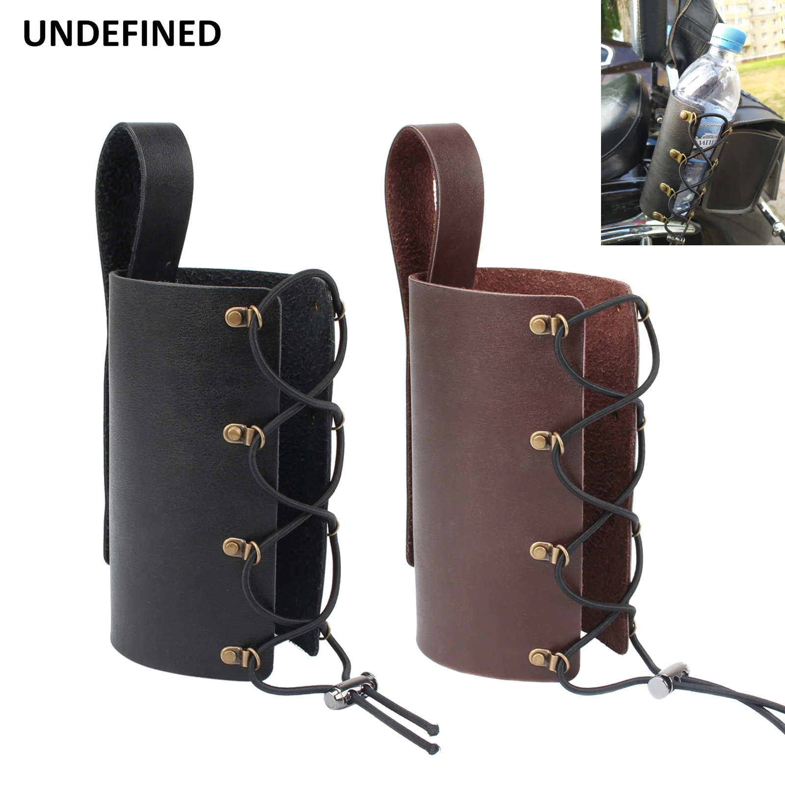 MotorcycleBicycleDrinkHolderLeatherWaterBottleCupHolderSupport