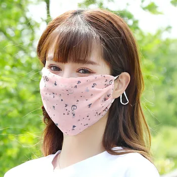 

5 PCS Spring & Summer Washable Chiffon Mask Women's Sunscreen Breathable Veil Thin Anti-ultraviolet Cycling Face Masks