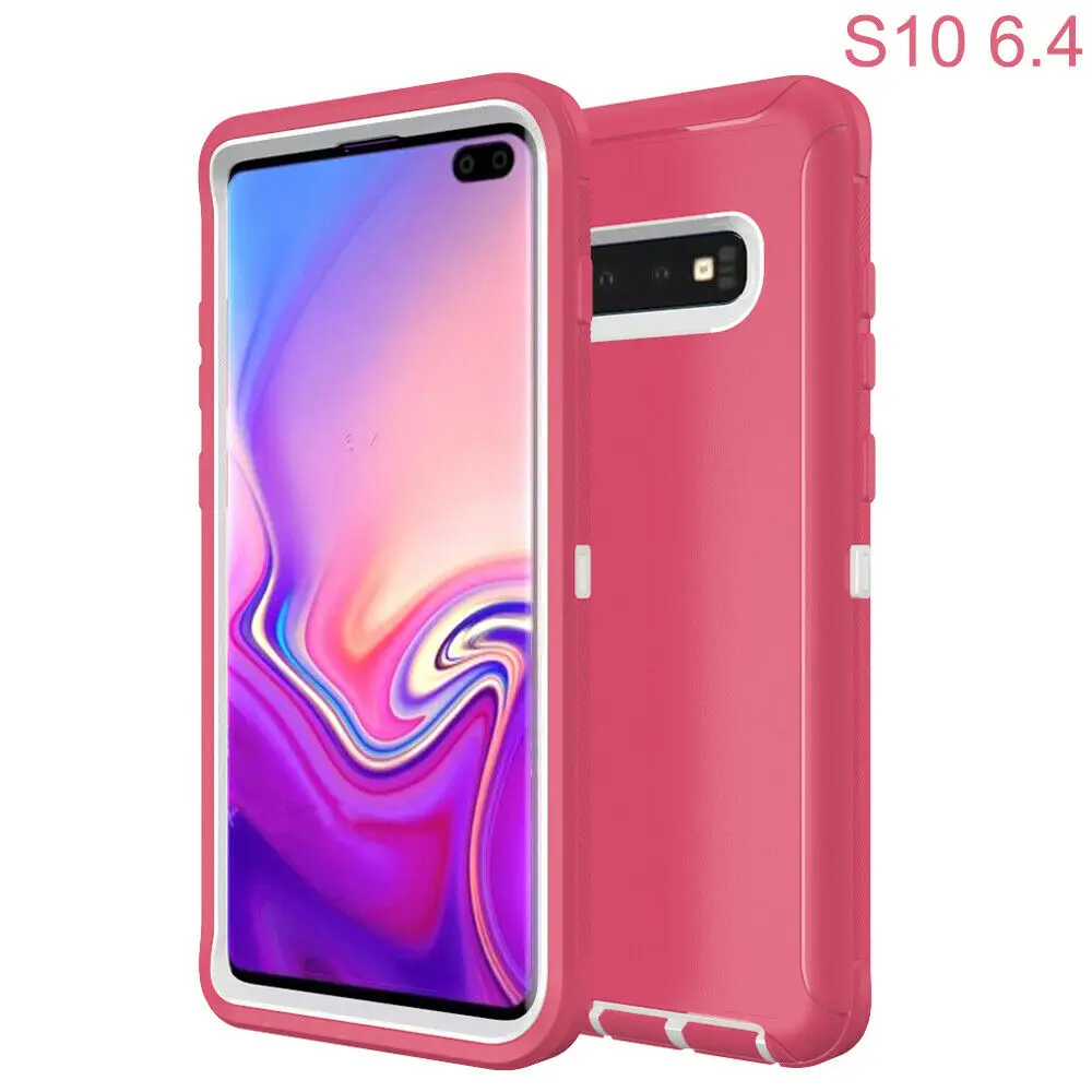Сверхпрочная Защита для Samsung Galaxy S8 S9 S10 Plus S10 Lite Note 10 9 8 сверхмощный Гибридный противоударный чехол с зажимом - Цвет: Hot Pink White