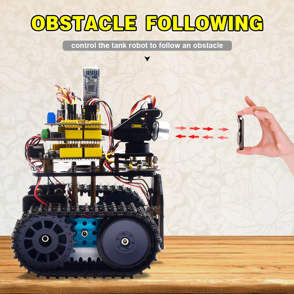 Keyestudio DIY Mini Tank Robot V2.0 Smart Robot Car Kit forArduino Robot Kit STEM+ 15Projects IOS &Android Control CE Compliant
