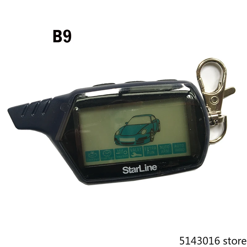 

2-way B9 LCD Remote Control Keychain for Russian Vehicle Security Car Alarm System Twage Starline B9 Key Chain Fob Engine Start