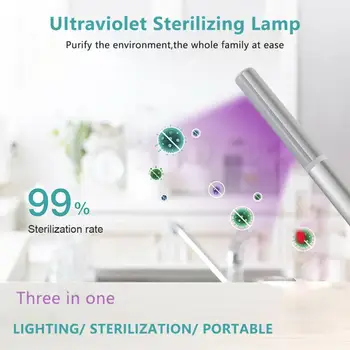 

1PCS USB Charging LED UV Disinfection Lamp White Light Tube 5000K/UV ​purplish light 265-285nm UV + LED Light Two Modes