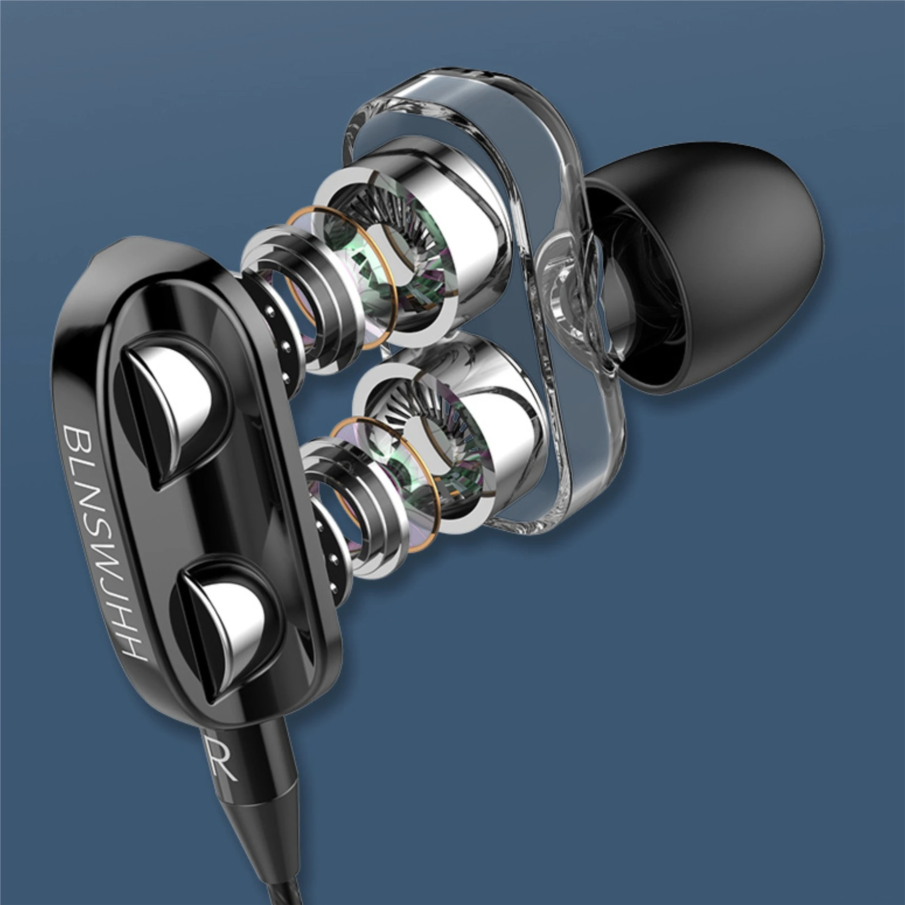 Headset dual dynamic dual speaker headset remote tone running in ear