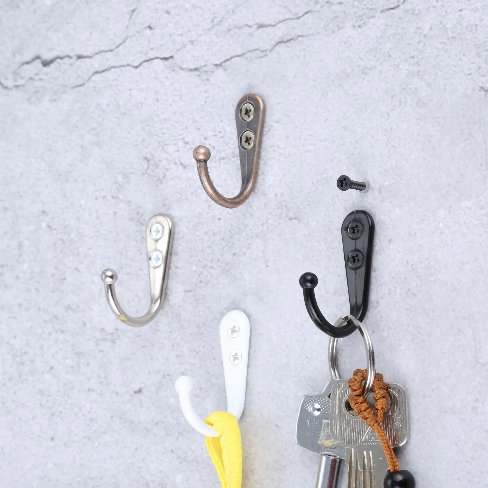 5pcs Zinc Alloy Hooks Wall/Door Mounted Hanger Retro w/screws Red Copper/Silver/Blcak/White Coat/Key/Bag/Towel/Hat Holder 44mm 5