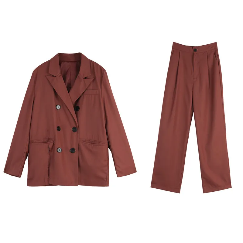 Женский костюм свободного кроя из 2 предметов свободный пальто и штаны модный