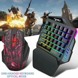 Teclado de jogo rgb com uma mão e m607rgb mouse combo com conversor ga200 para xbox um, ps4, switch, ps3 e pc