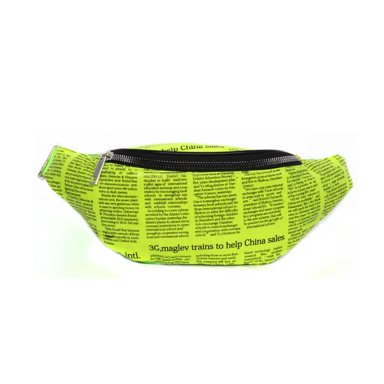 

WJ -Fanny Pack002 Printed Chest Bag Pu Fluorescence Green Wallet Can Come Appearance 31x8x12cm