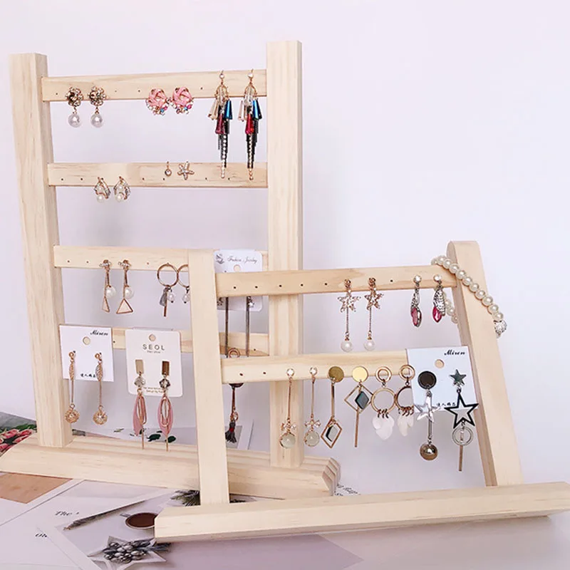 

Wood Earring Stand Earring Holder Display Jewelry Display Rack Tiered Jewelry Packaging