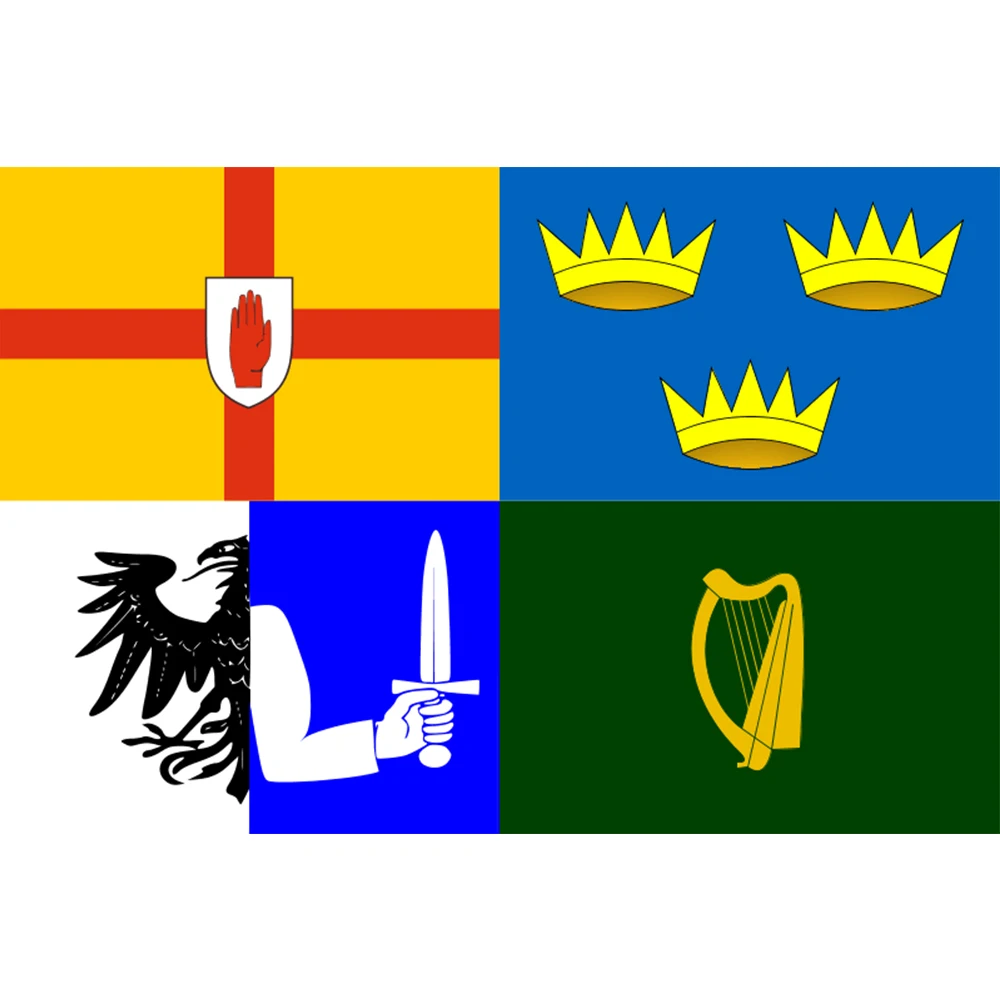 

Ireland Irish 4 Provinces Flag 3x5FT banner 100D 150X90CM Polyester brass grommets custom, Free Shipping