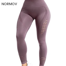 

NORMOV High Waist Seamless Fitness Leggings Slim Breathable Sports Legging Women's Hollow Compression Workout Yoga Pants