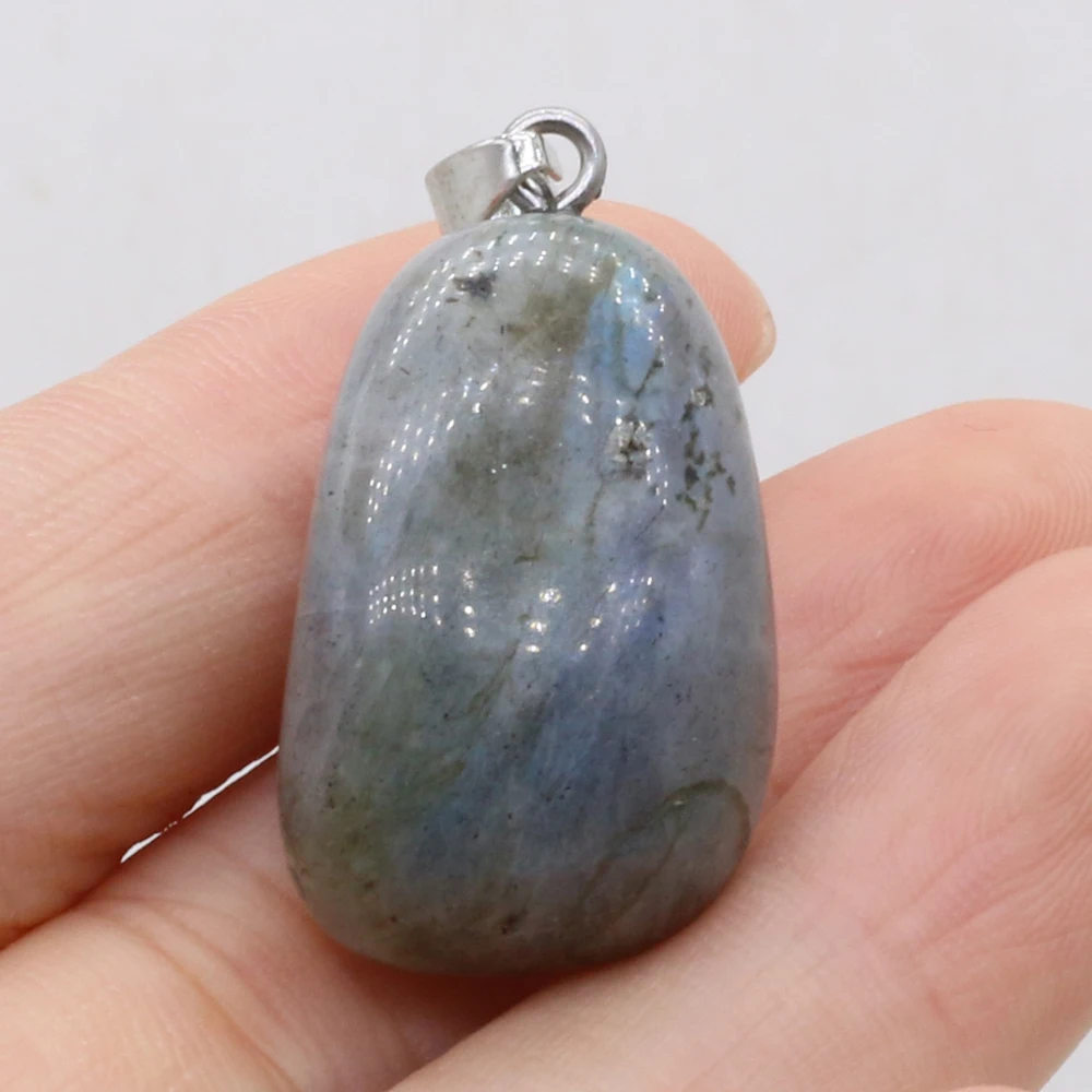 Natural Cube Stone Pendants Irregular Polished Labradorite for Fashion Jewelry Making DIY Women Necklace Earring Accessories