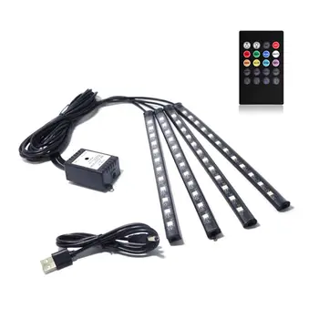 

Car Interior Music Sound Control Multiple Lighting Atmosphere LED RGB Strip Light Dash Floor Foot RGB LED Strip Decorative Light
