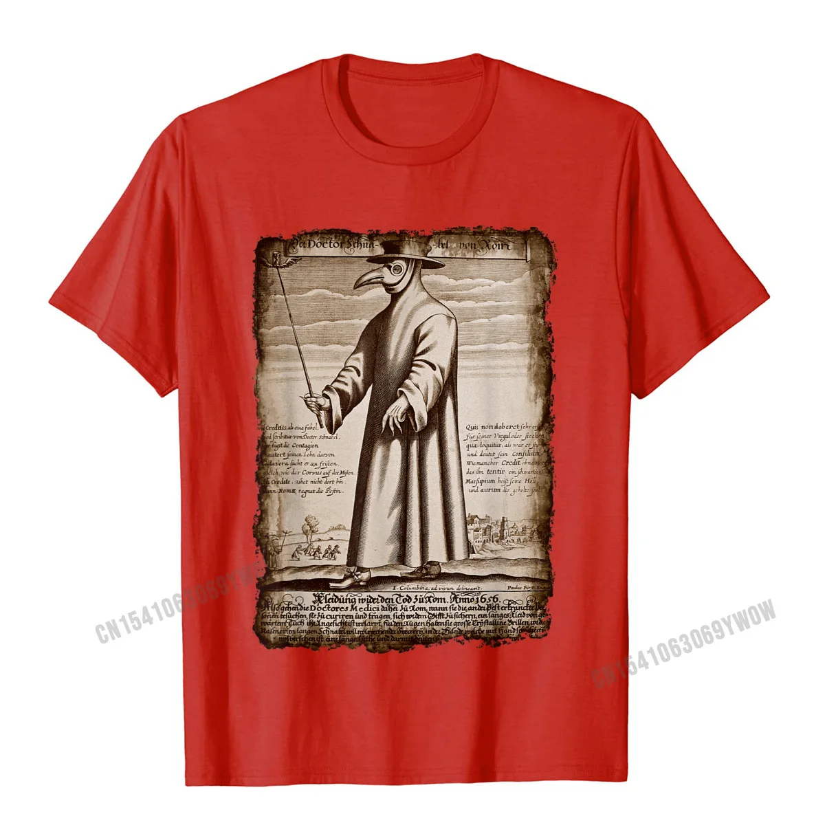 Street 100% Cotton Fabric T Shirts for Men Short Sleeve Tops Shirts 2021 New Fashion ostern Day Crew Neck Tops Shirts Normal Plague Doctor Macabre Medieval Steampunk Horror T-Shirt__1085 red