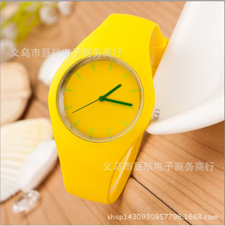 

Hot Selling Geneva Silicone Watch Geneva Ultra-Thin Simple Measuring Men And Women Students Quartz Watch