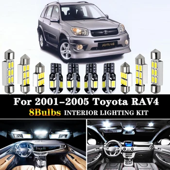 

8pcs Car Accessories White Interior LED Light Bulbs Package Kit For 2001-2005 Toyota RAV4 T10 31MM Map Dome Trunk Lamp