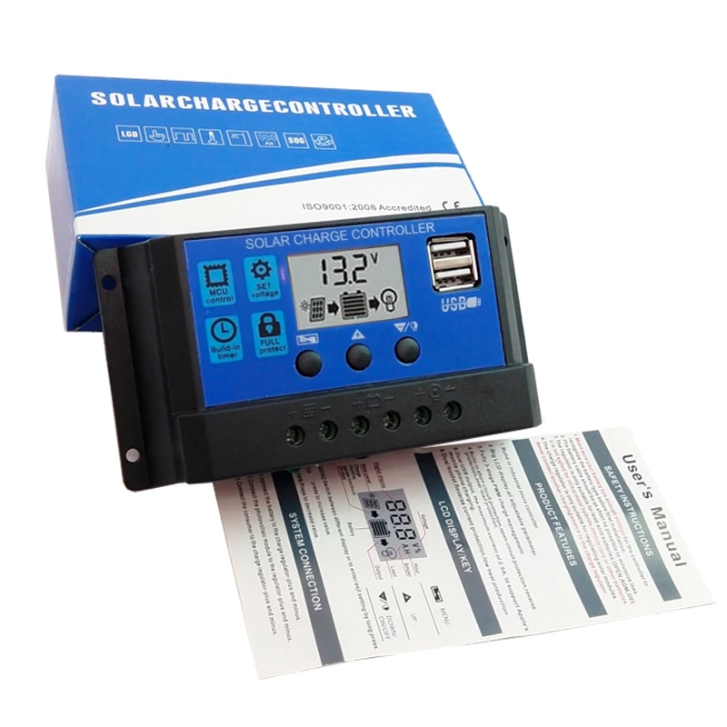 Контроллер солнечной зарядки 60A 50A 40A 30A 20A 10A PWM 12V24V солнечный регулятор с ЖК