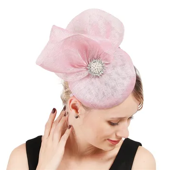

4-Layer sinamay Women Elegant female bow fascinator Hat nice millinery hat races Gorgeous headwear For Ladies hair accessories
