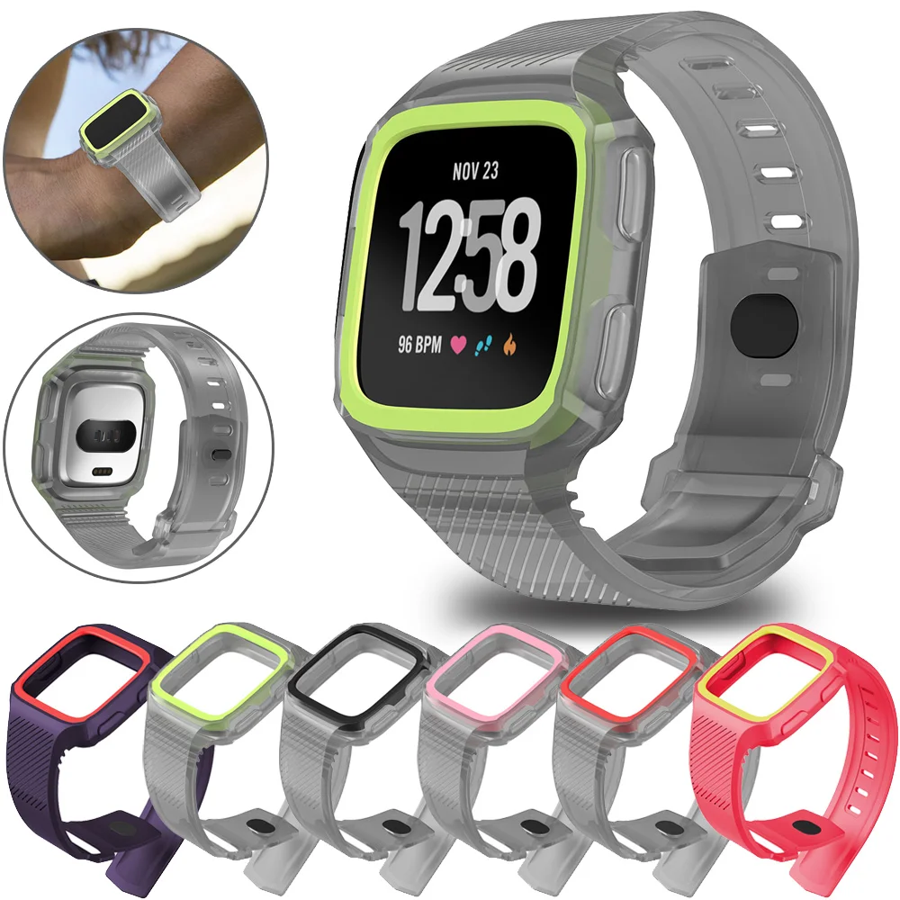 For Fitbit Versa Versa2 Sport Silicone Band Strap Semi transparent