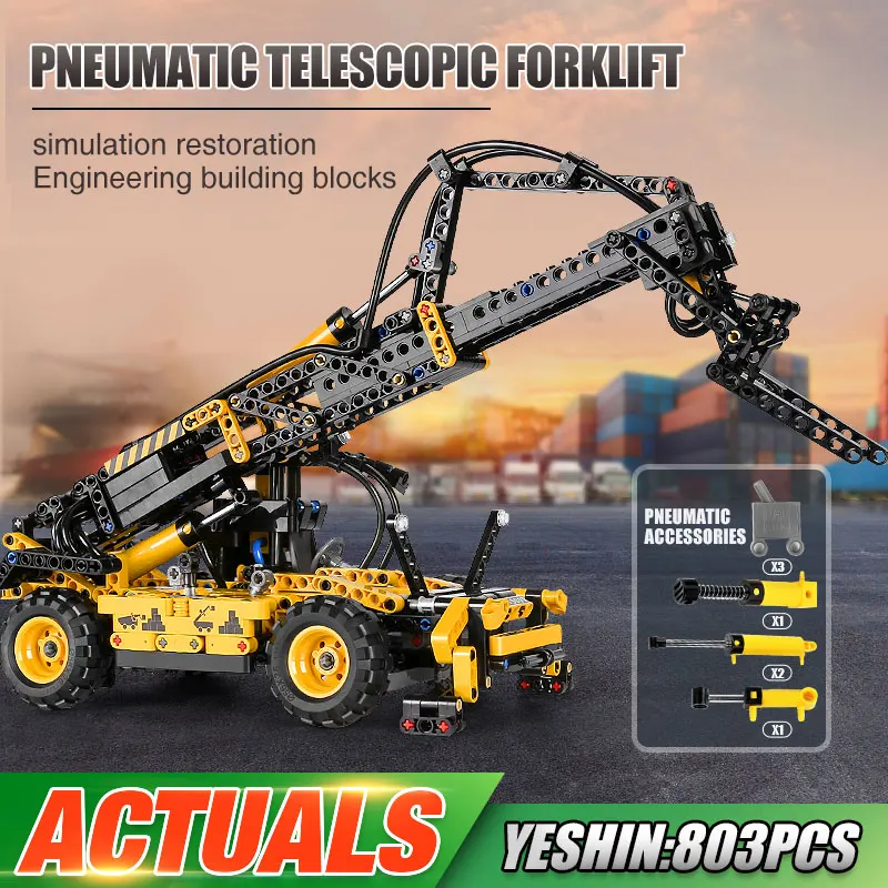 MOULD KING 19009 High-Tech Toys The Pneumatic Telescopic Forklift Model Building Blocks