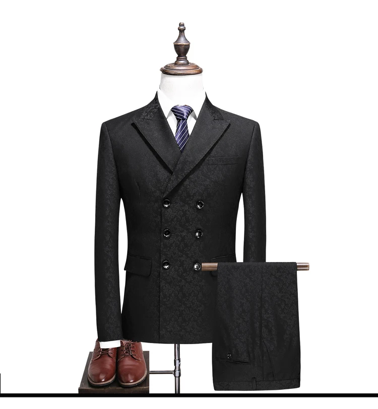 

Men's Solid Color Business Casual Double Breasted Suit Fashion Urban Regular Suit Vest Pants Three Piece Men's Suit