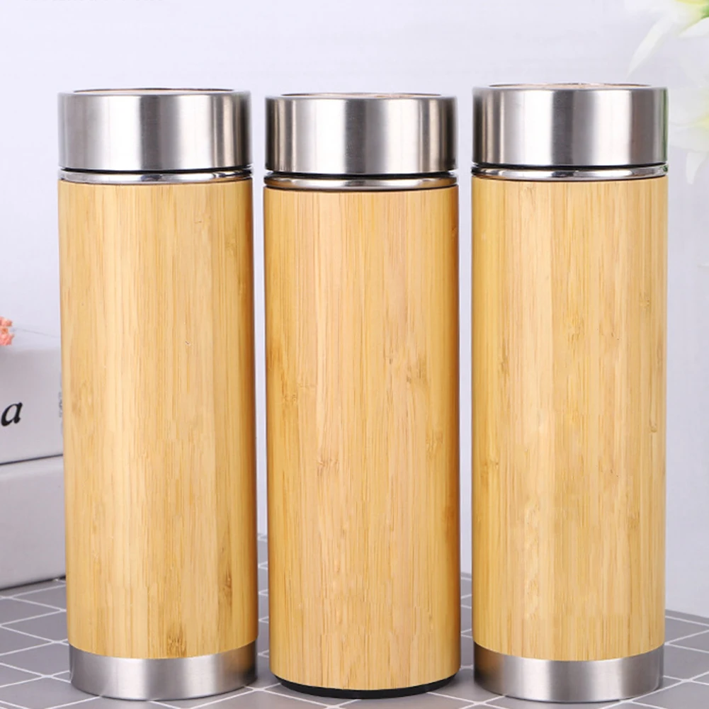 

450ml Creative Bamboo Thermos Bottle Stainless Steel Tumbler Vacuum Flasks Insulated Bottles Coffee Mug for Outdoor Sports