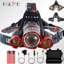Светодиодный налобный фонарь налобный светильник T6 налобный светильник рыболовный светильник ing светильник фонарь Водонепроницаемый зум лампа 2x18650