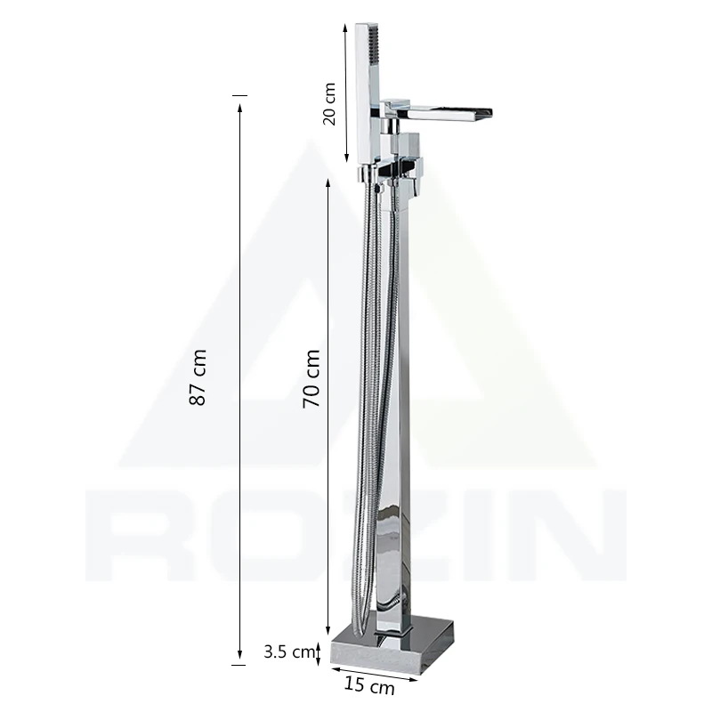 Chrome Bathtub Shower Faucet Bathroom Free Standing Tub Spout Faucets Floor Mounted Hot Cold Water Mixer Tap with Handshower