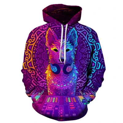 Новинка; сезон весна-осень; мужские толстовки с капюшоном с 3D принтом; Harajuku wolf; модная пара; толстовка с капюшоном; Повседневный пуловер с капюшоном - Цвет: WY204