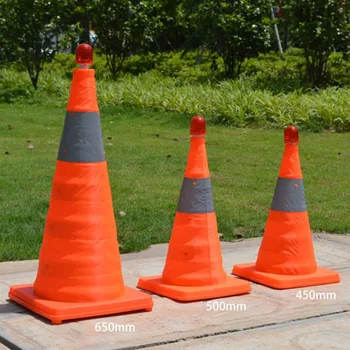 

Telescopic Folding Road Cone Barricades Warning Sign Reflective Oxford Traffic Cone Traffic Facilities For Road Safety