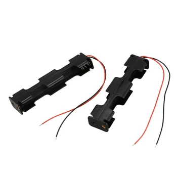 

2 Pcs Dual Layers Black Plastic 4 x AA 6V Battery Holder Case w Leads