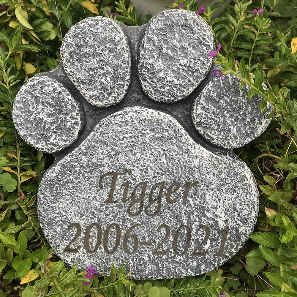 Resin Big dog paw shape memorial stone For Garden Backyard Marker Loss of Pet Gift Paw Print Tombstone JSYS