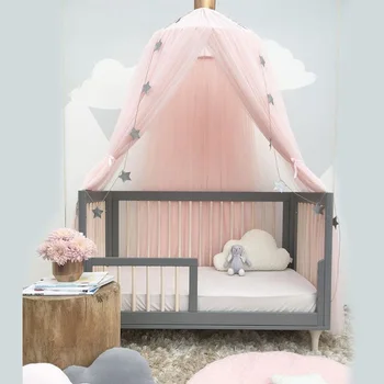 

Fantasy Baby Crib Netting Mosquito Net Hanging Round Baby Kids Lace Four Corner Canopy Bed Mosquito Net for Children Girls Room