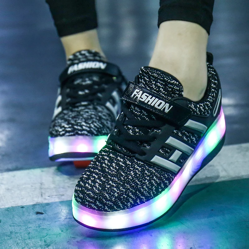 Детская обувь для скейтбординга Heelys ролики с подсветкой скейт обувь Дети patines de 4 ruedas patins мальчик девочка роликовые коньки светящиеся туфли со светодиодами кроссовки