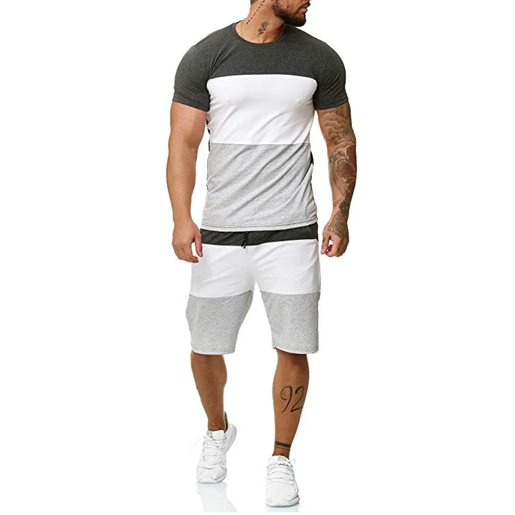 Tshirt Shorts Casual Tracksuit Set Men 