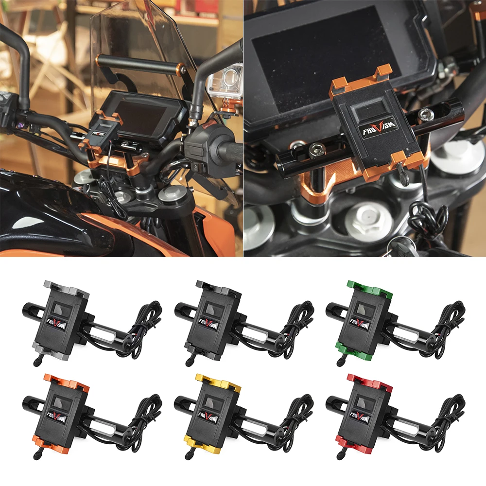

Universal Motorcycle GPS Smart Cell Phone Mount Bracket Holder Handlebar With Charge for KTM BMW Honda Yamaha Kawasaki
