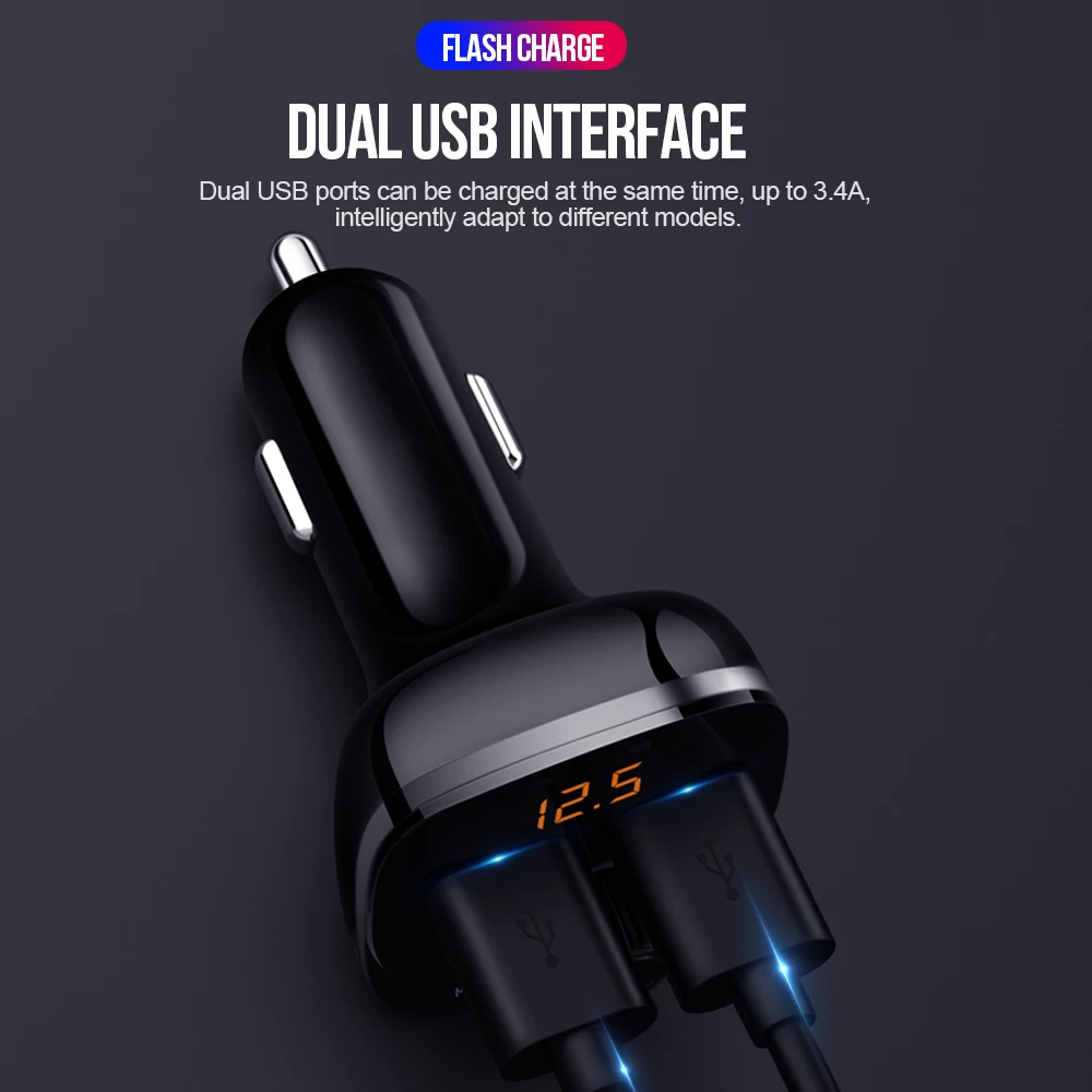 Двойной USB Bluetooth fm-передатчик портативное зарядное устройство Bluetooth автомобильный комплект универсальный стерео черный автомобиль Bluetooth