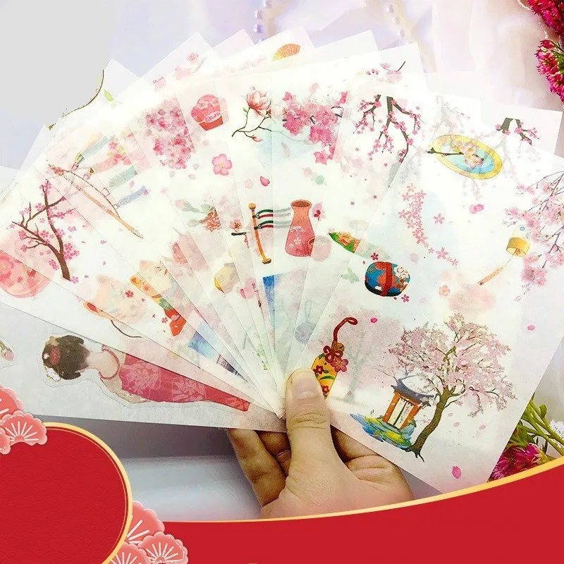 

6 Sheets Lovely Girl Washi Paper Planner Stickers Japanese Style DIY Scrapbooking Hand Lettering Diary Album Water Cup Decor