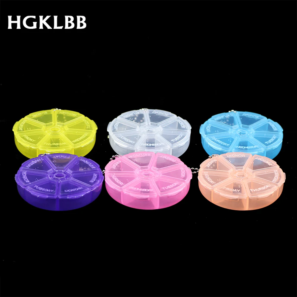 Пластиковая коробка для таблеток HGKLBB с 7 круглыми ячейками домашнее портативное