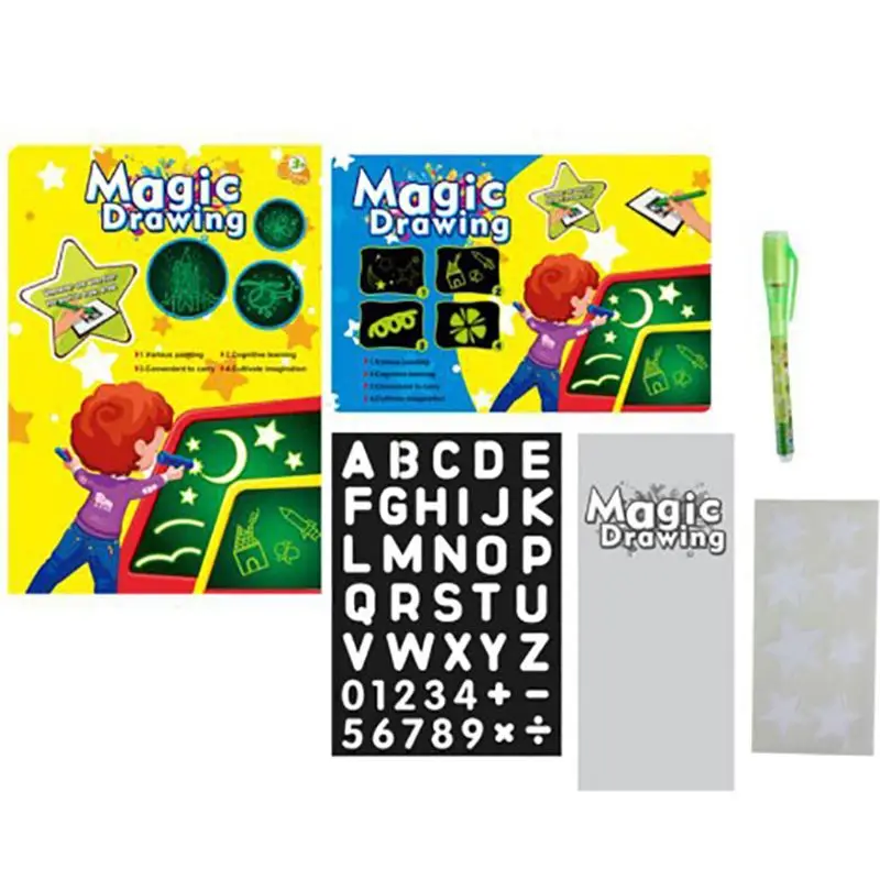 

Kids Fluorescent Drawing Board Magic Draw with Light Fun Developing Toy Gift Y51E