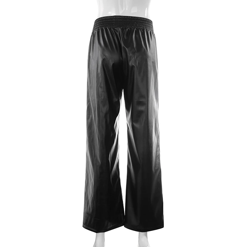 Женские прямые брюки-карго Rockmore из искусственной кожи, уличная одежда для бега в стиле панк, готика, брюки с высокой талией, свободные спортивные штаны для женщин