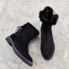 30 градусов ниже нулевого снега сапоги женская зимняя обувь толстые теплые плюшевые для холодной зимы женские ботинки женские ботильоны черного цвета A1779