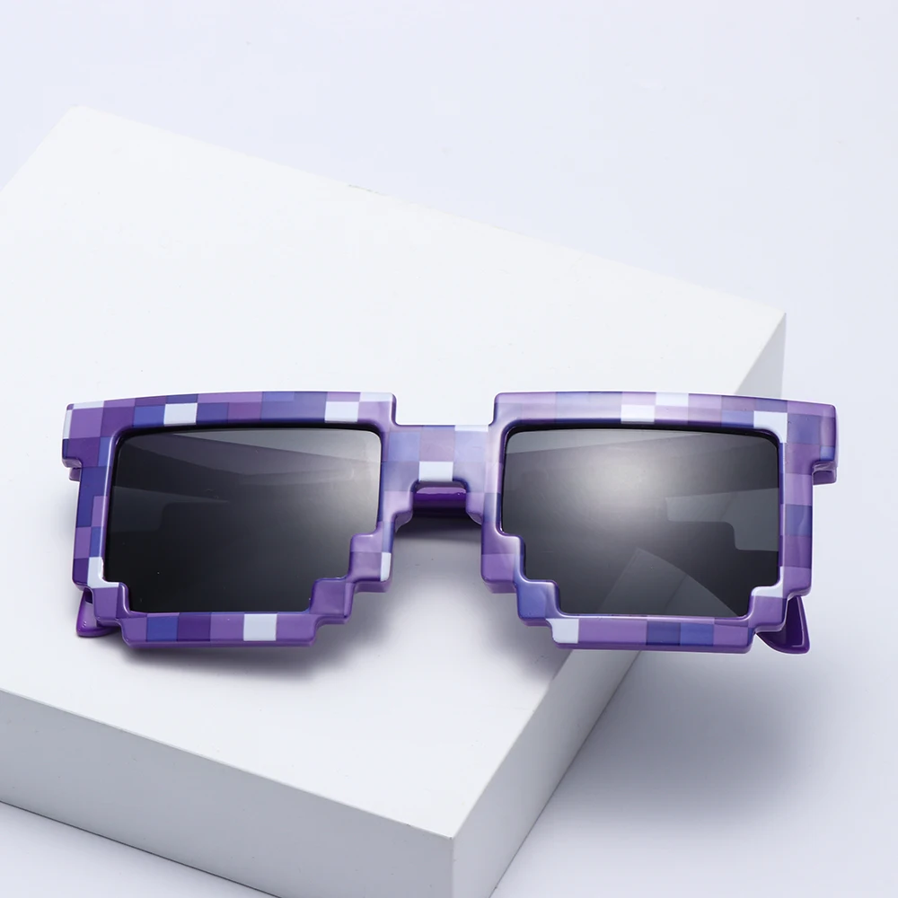 Kids and Adults Sunglasses Cosplay Action Game Toy Square Glasses Pixel Mosaic Sunglasses Thug Life Sunglasses