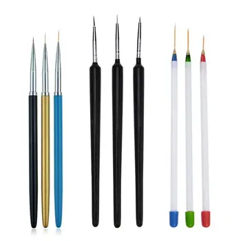 

3Pcs/Set Nail Art Acrylic Liner Painting Brush Set Thin French Lines Stripes Grid Drawing Pen Manicure Tools