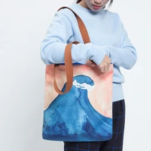 TANTO оригинальная креативная новая Акварельная серия полиэфирная набивная сумка на одно плечо женская повседневная хозяйственная сумка