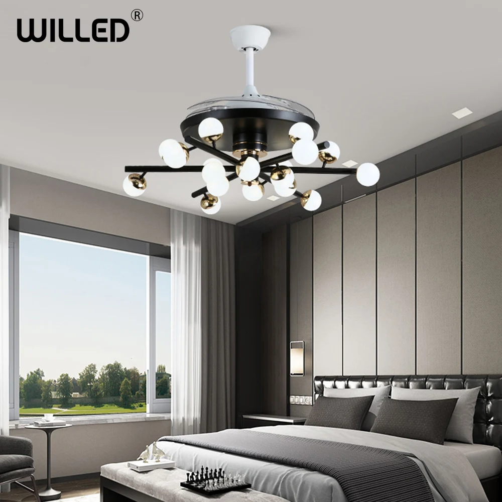 

creative ceiling fan lamp remote control modern silent Inverter bedroom restaurant decorations Nordic fixture fan light 42 inch